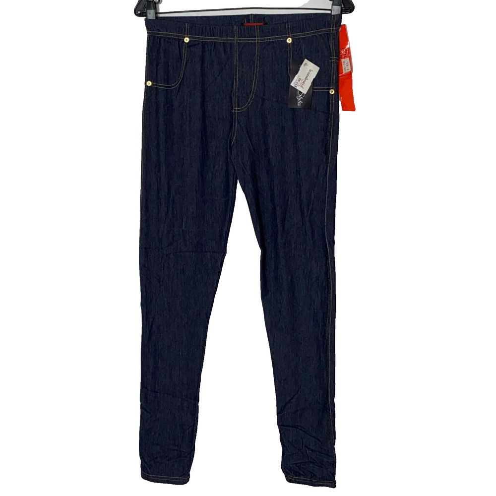 Solo Wear Leggings Womens L-XL Blue Brown Pockets Stretch Pants New